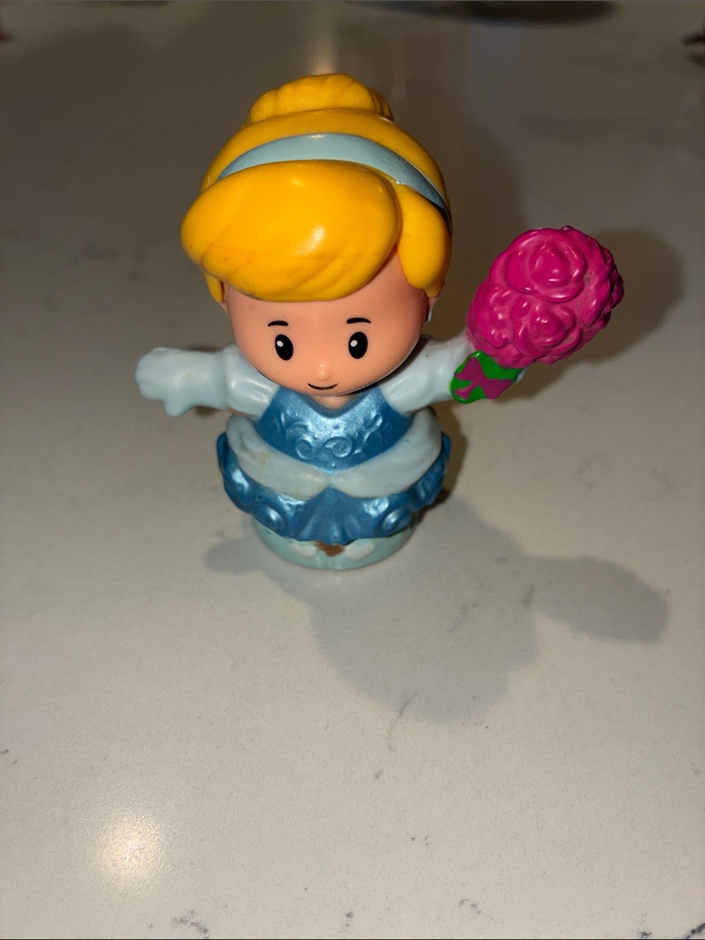 Little Princess Figurine in Blue Dress with Pink Bouquet